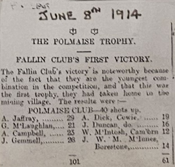 Polmaise Club's First Trophy Win 1914